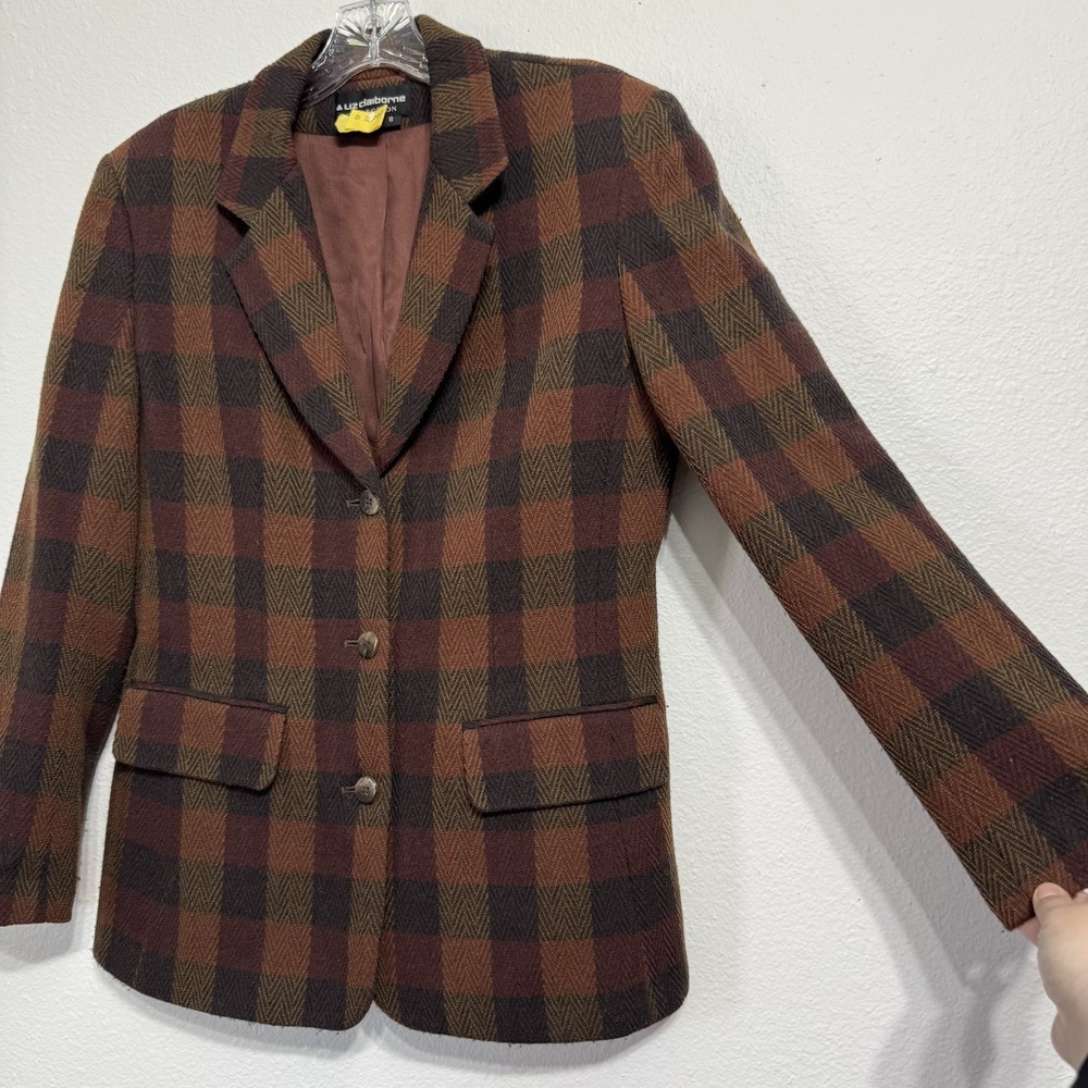 Liz Claiborne Herringbone Blazer Womens Size 8 Vintage USA Union Made READ DESC. - Picture 7 of 13